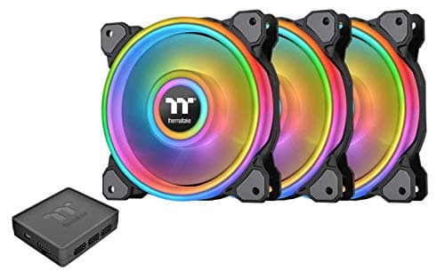Thermaltake Riing Quad 14 RGB Radiator TT Premium Edition 140mm Black RGB PWM 60.17 CFM 3-Pack image