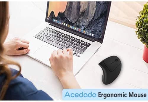 Ergonomic Wireless Mouse, Acedada Rechargeable 2.4G USB Wireless Vertical Ergonomic Mouse, 800/1200 /1600 DPI, for Laptop, Desktop, PC, Computer, Notebook - Black image
