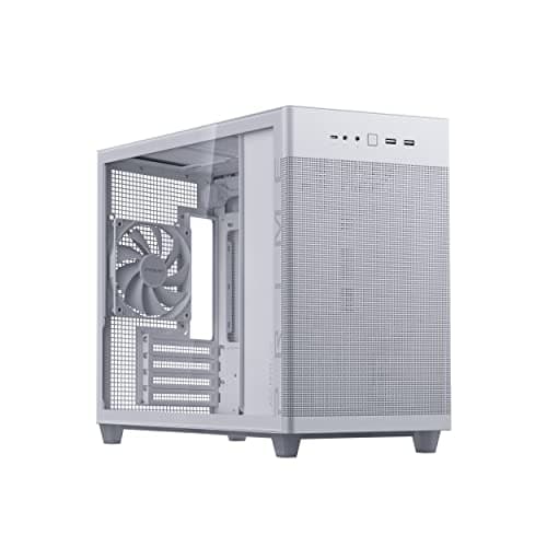 Asus Prime AP201 Micro ATX Mini Tower White Tempered Glass Side Panel, USB 3.2 Gen 2 Type-C, USB 3.2 Gen 1 Type-A image