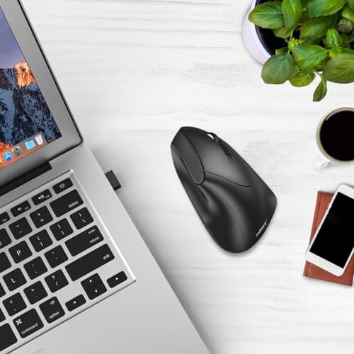Nulaxy 2.4G Wireless Vertical Ergonomic Mouse, 800 / 1200 /1600 DPI, 6 Buttons for Computer, Laptop, PC, Desktop, Macbook - Black image