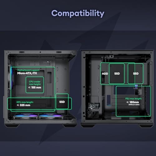 Okinos Mirage 4 Micro ATX Mini Tower Black with Tempered Glass Side Panel, USB 3.2 Gen 2 Type-C, USB 3.2 Gen 1 Type-A image