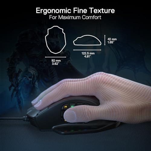 Redragon M908 Impact RGB LED MMO Mouse with Side Buttons Laser Wired Gaming Mouse with 12,400DPI, High Precision, 19 Programmable Mouse Buttons image