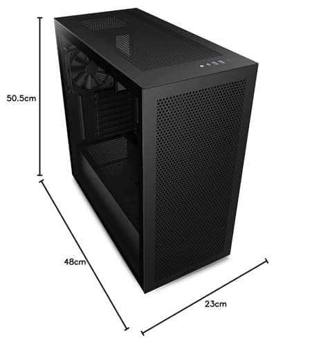 NZXT H7 Flow (2022) ATX Mid Tower Black with Tempered Glass Side Panel and USB 3.2 Gen 2x2 Type-C, USB 3.2 Gen 1 Type-A image