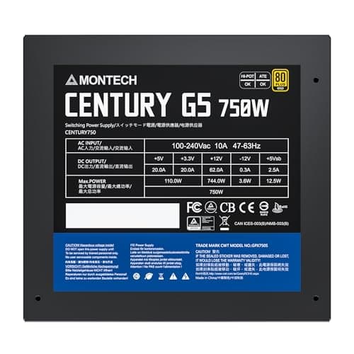 Montech CENTURY G5 Black 750W Fully Modular 80+ Gold Certified image