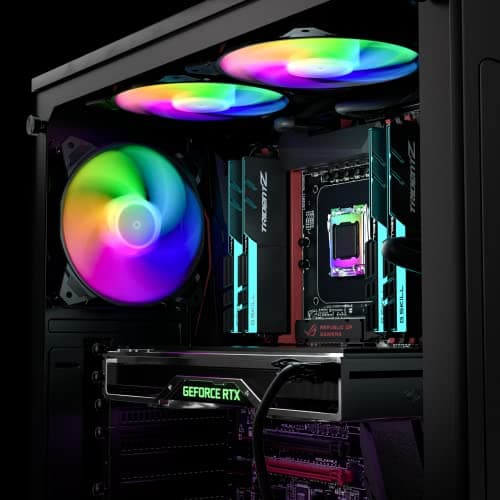 upHere Long Life 120mm 3-Pin High Airflow Quiet Edition Rainbow LED Case Fan for PC Cases, CPU Coolers, and Radiators 3-Pack image