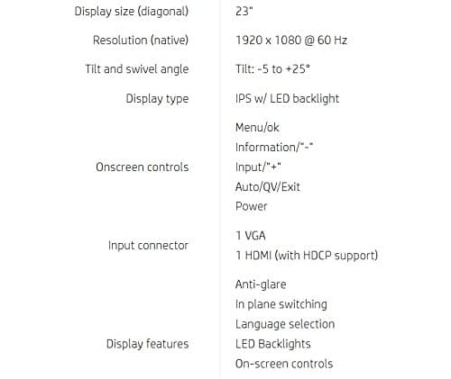 HP 23ES 23" 1080p 60Hz IPS Monitor image