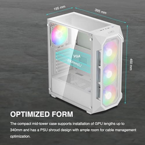 GAMDIAS AURA GC1 ELITE ATX Mid Tower White with Tempered Glass Side Panel ARGB image