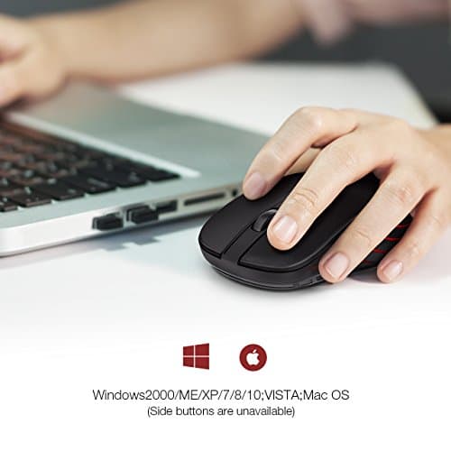 VicTsing Wireless Mouse, 2.4G Portable Ergonomic Optical Mouse, 6 Buttons 5 Adjustable DPI -50% Higher Work Efficiency, A Long Battery Life for Laptop, Notebook, PC, Mac-Black image