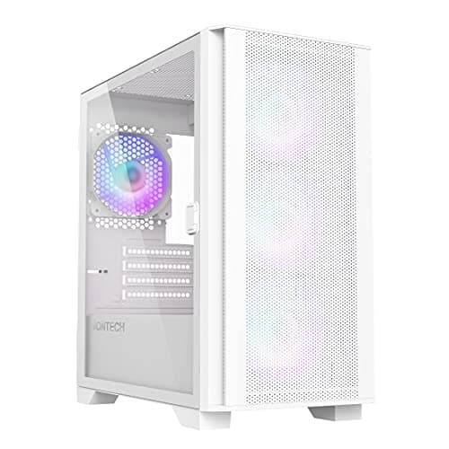 Montech AIR 100 ARGB Micro ATX Mid Tower White Tempered Glass Side Panel and USB 3.2 Gen 1 Type-A, USB 2.0 Type-A Front Panel image