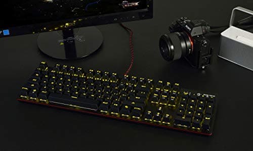 Ajazz AK50 Mechanical Keyboard with Brown Switches, 104 Standard Keys Classic Layout, Anti-Ghosting Professional Gaming Keyboard, Yellow LED Backlit, Black image