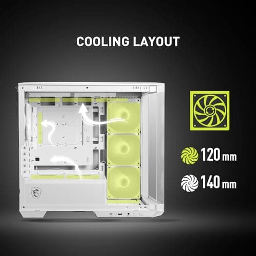 MSI MAG PANO M100R PZ Micro ATX Mid Tower White with Tempered Glass Side Panel and USB 3.2 Gen 2x2 Type-C / USB 3.2 Gen 1 Type-A image