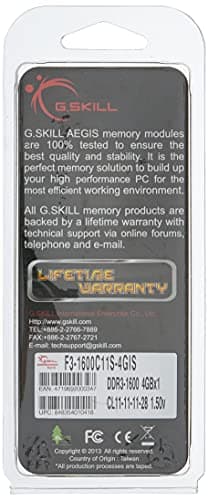 G.Skill AEGIS DDR3-1600 CL11 4GB (1x4GB) image