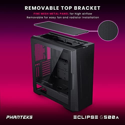 Phanteks ECLIPSE G500A ATX Mid Tower Black Tempered Glass Side Panel DRGB image