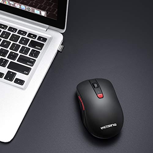 VicTsing Wireless Mouse, 2.4G Portable Ergonomic Optical Mouse, 6 Buttons 5 Adjustable DPI -50% Higher Work Efficiency, A Long Battery Life for Laptop, Notebook, PC, Mac-Black image