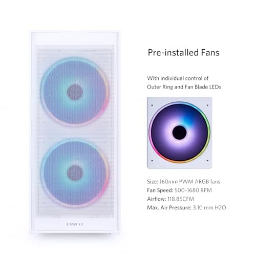 Lian Li LANCOOL 206 ATX Mid Tower White with Tempered Glass Side Panel and USB 3.2 Gen 1 Type-C / USB 3.2 Gen 1 Type-A Front Panel image