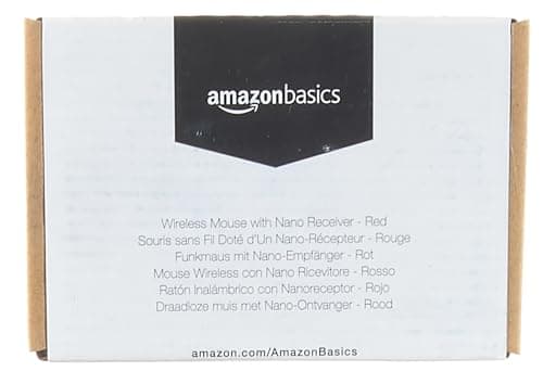 AmazonBasics Wireless Computer Mouse with Nano Receiver - Red image