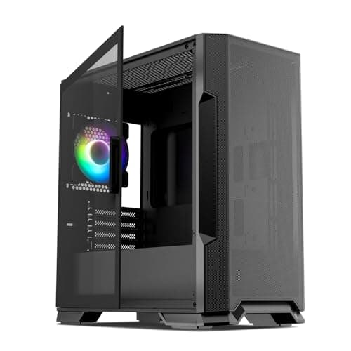 Vetroo M03 Micro ATX Mini Tower Black with Tempered Glass Side Panel and USB 3.2 Gen 1 Type-A, USB 2.0 Type-A image