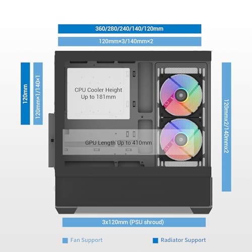 SAMA V40 ATX Mid Tower Black Tempered Glass Side Panel, USB 3.2 Gen 2 Type-C and USB 3.2 Gen 1 Type-A image