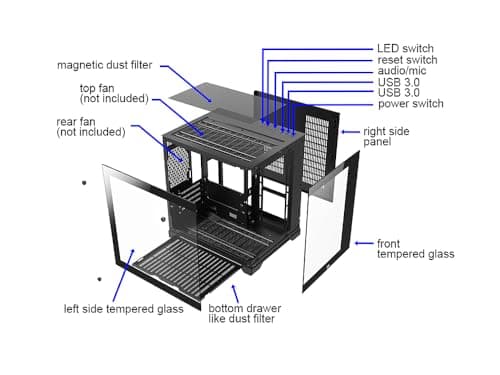 BGears b-Pellucid Micro ATX Mini Tower Black Tinted Tempered Glass Side Panel image