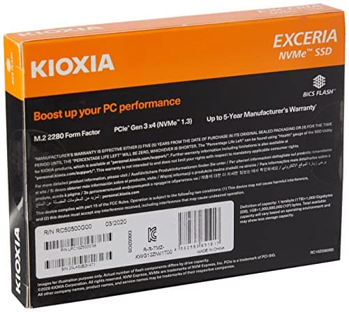 KIOXIA EXCERIA 500GB M.2-2280 SSD PCIe 3.0 x4 NVMe image