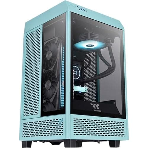 Thermaltake The Tower 100 Mini-ITX Tower Turquoise / Black Tempered Glass Side Panel image