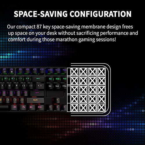 STOGA Mechanical Gaming Keyboard, Anti Ghosting USB Wired Gaming Keyboard with 87 Keys, Alloy Base, 10 Kinds of Backlight Modes LED Backlit image