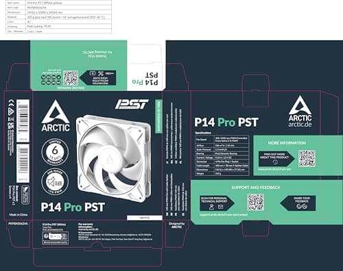 ARCTIC P14 Pro PST 140mm White PWM PST 110 CFM 1-Pack image