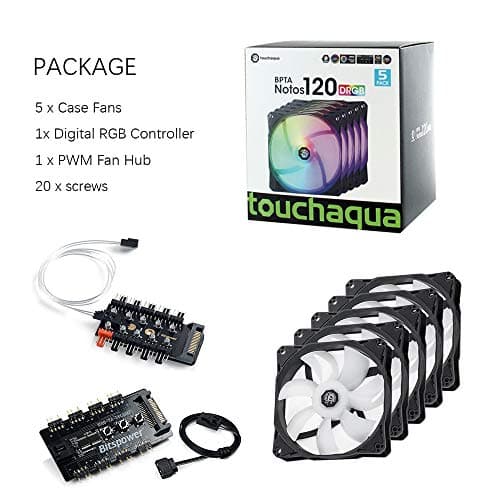 Bitspower Notos 120mm Black / White PWM Addressable RGB 5-Pack image