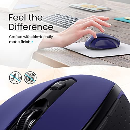 VicTsing MM057 2.4G Wireless Portable Mobile Mouse Optical Mice with USB Receiver, 5 Adjustable DPI Levels, 6 Buttons for Notebook, PC, Laptop, Computer, Macbook - Sapphire Blue image
