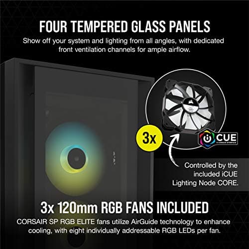 Corsair iCUE 5000X RGB ATX Mid Tower Black Tempered Glass Side Panel image
