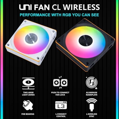 Lian Li UNI FAN CL 120mm Black Wireless 77.34 CFM PWM Addressable RGB 3-Pack image