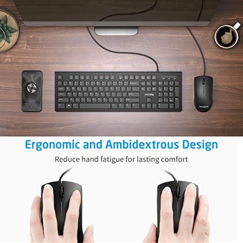 VicTsing Computer Mouse 2 Pack, 2019 Upgraded USB Mouse Optical Wired Mouse with 25% Higher Effeciency for Office Work, Compatible with Computer Laptop, PC, Desktop, Windows 7/8/10/XP, Vista and Mac image