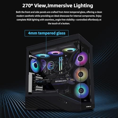 Lian Li Vector V100 ATX Mid Tower Black with Tempered Glass Side Panel and USB 3.2 Gen 1 Type-C, USB 3.2 Gen 1 Type-A image