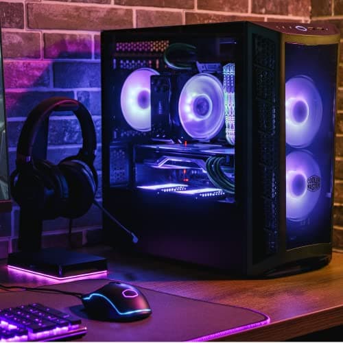 Cooler Master MasterBox MB320L ARGB MicroATX Mini Tower Black with Tempered Glass Side Panel and USB 3.2 Gen 1 Type-A Front Panel image
