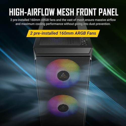 Antec NX416L ATX Mid Tower Black with Tempered Glass Side Panel and USB 3.2 Gen 1 Type-C, USB 3.2 Gen 1 Type-A image