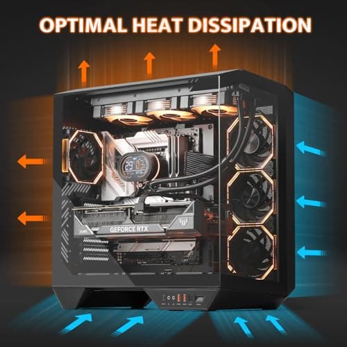 darkFlash DY470 ATX Mid Tower Black Tempered Glass, USB Type-C and Type-A image