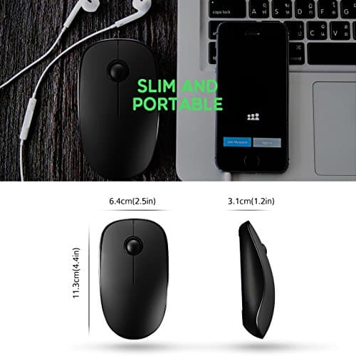 VicTsing [Upgraded] Slim Wireless Mouse, 2.4G Silent Laptop Mouse with Nano Receiver, Ergonomic Wireless Mouse for Laptop, Portable Mobile Optical Mice for Laptop, PC, Computer, Notebook, Mac - Black image