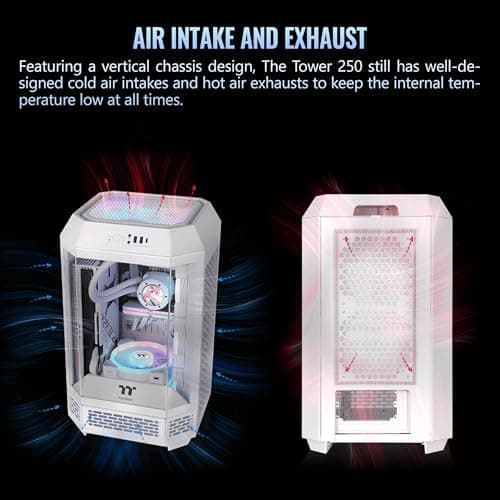 Thermaltake The Tower 250 Mini-ITX Tower White with Tempered Glass Side Panel and USB 3.2 Gen 2 Type-C, USB 3.2 Gen 1 Type-A image