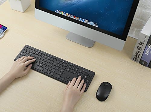 Wireless Keyboard and Mouse, Jelly Comb 2.4GHz Ultra Thin Full Size Wireless Keyboard Mouse Combo Set with Number Pad for Computer, Laptop, PC, Desktop, Notebook, Windows 7, 8, 10-(Black) image
