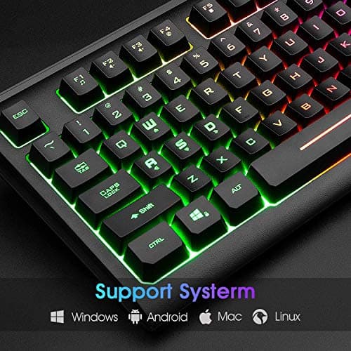 Rii Primer RGB Compact Gaming Keyboard RK104,Backlight Keyboard,Small 87 Keys Computer Keyboard for Windows PC Laptop Desktop image