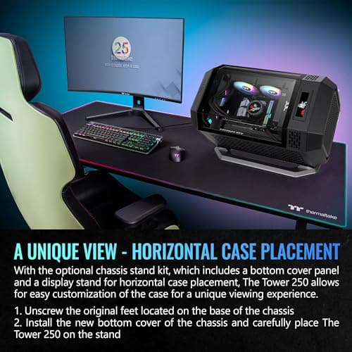 Thermaltake The Tower 250 Mini-ITX Tower Black with Tempered Glass Side Panel and USB 3.2 Gen 2 Type-C USB 3.2 Gen 1 Type-A image