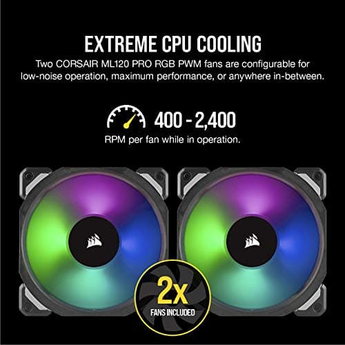Corsair Hydro Series H100i RGB PLATINUM Extreme Performance Liquid CPU Cooler, Mounting kit for most modern CPU sockets, Two ML PRO RGB Series PWM 140mm fans, Fan and radiator mounting screws, USB 2.0 motherboard header cable, Thermal compound (pre-applied), Quick Start Guide image