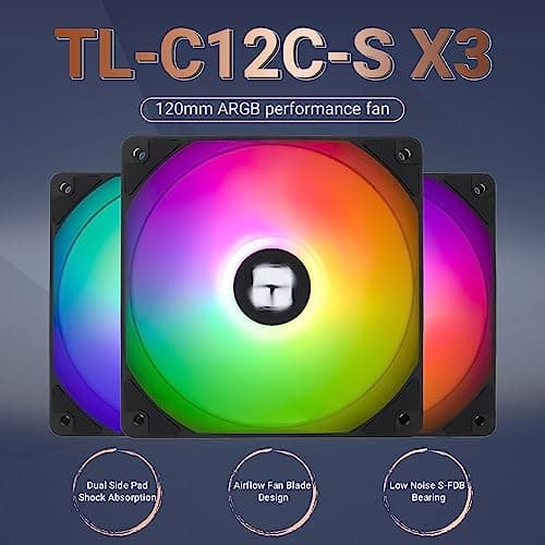 Thermalright TL-C12C-S X3 120mm Black Addressable RGB PWM 66.17 CFM 3-Pack image