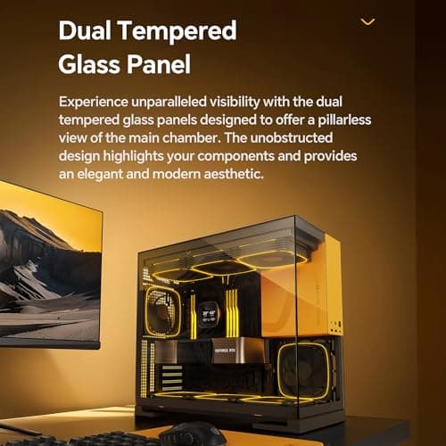 Geometric Future Model 5 ATX Mid Tower Black / Gray with Tempered Glass Side Panel, Fanless, and USB 3.2 Gen 2x2 Type-C USB 3.2 Gen 1 Type-A image