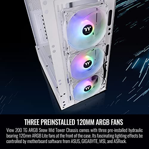 Thermaltake View 200 ATX Mid Tower White Tempered Glass ARGB USB 3.2 Gen 1 Type-A image