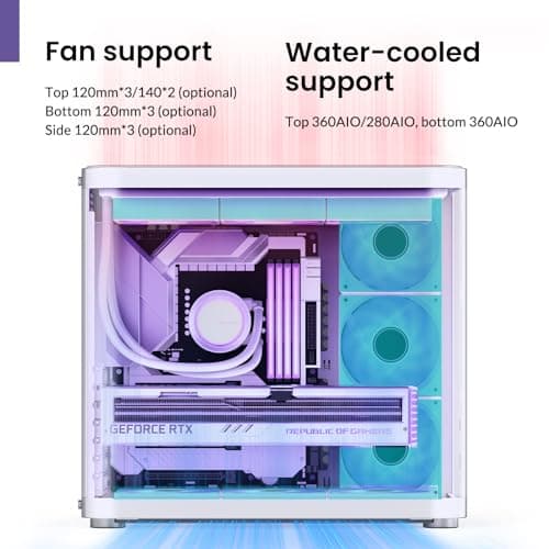 Jonsbo TK-2 2.0 ATX Mid Tower White with Tempered Glass Side Panel and USB 3.2 Gen 2 Type-C, USB 3.2 Gen 1 Type-A image