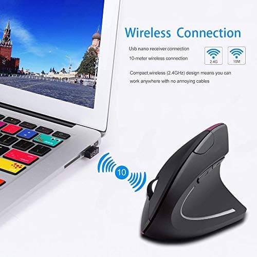 Wireless Ergonomic Mouse,Funwaretech 【Rechargeable】 2.4G Vertical Optical Mice,800/1200 /1600 DPI with 6 Buttons for Laptop,Desktop,PC, MacBook - Purple image