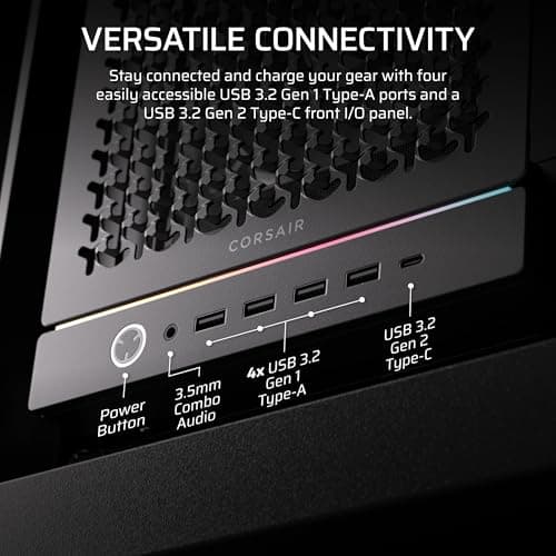 Corsair FRAME 5000D RS ATX Mid Tower Black with Tempered Glass Side Panel and USB 3.2 Gen 2 Type-C, USB 3.2 Gen 1 Type-A image