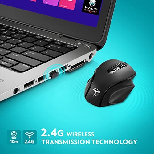 VicTsing Full Size Wireless Mouse with Nano USB Receiver, 5 Adjustable Cpi Levels, 6 Buttons for Notebook, PC, Laptop, Computer, MacBook-Black image
