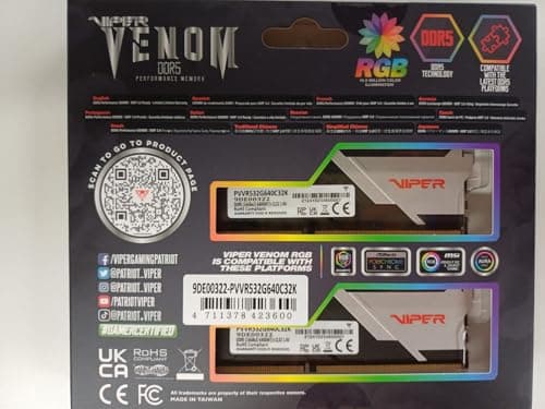 Patriot Viper Venom RGB Black / White DDR5-6400 CL40 32GB (2x16GB) image